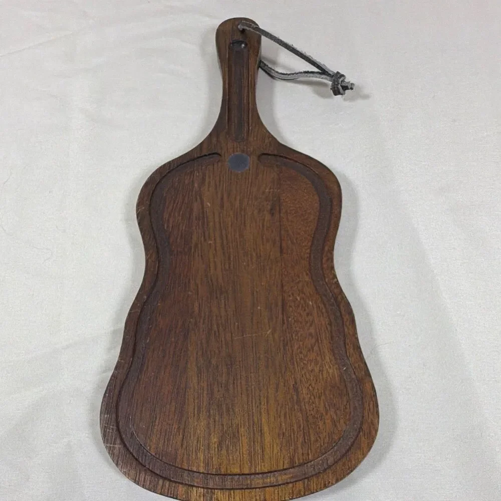 Vintage Norleans Taiwan Wood Guitar Shaped Cutting Cheese Board 14
